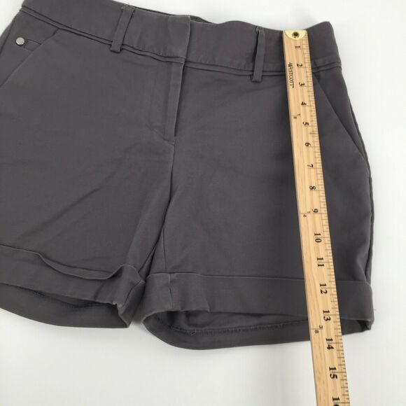 Apt 9 Mid Rise Chino Shorts Size 4 Womens Dark Gray Casual Cuffed Khaki Preppy S - Picture 5 of 7